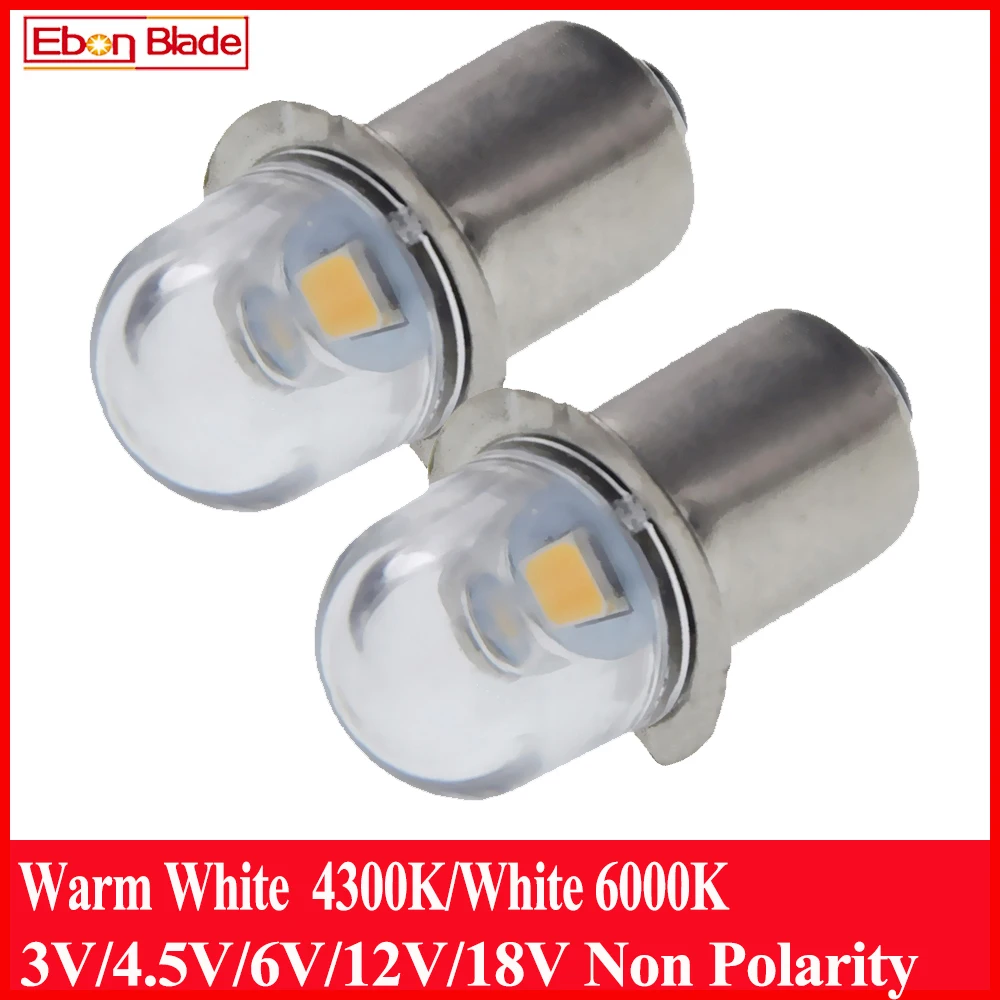 2Pcs P13.5S LED Bulb 3V 4.5V 6V 12V 18V AC For Maglite Replacement Lamp Torch Emergency Flashlight Work Light Warm/White 2835 SM