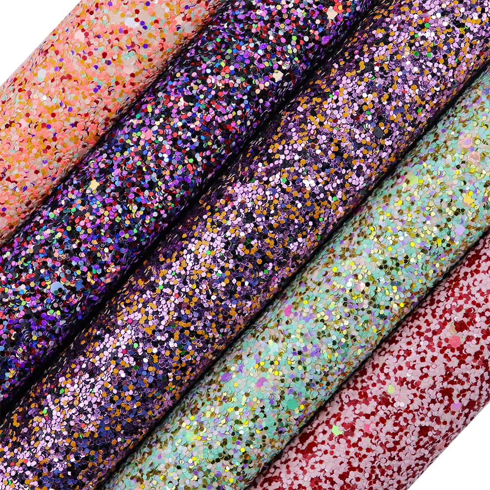 30x134cm Roll Mint Green Purple Blue Pink Red Mix Color Shiny Chunky  Glitter Fabric For Shoes Bow Earring DIY AY143