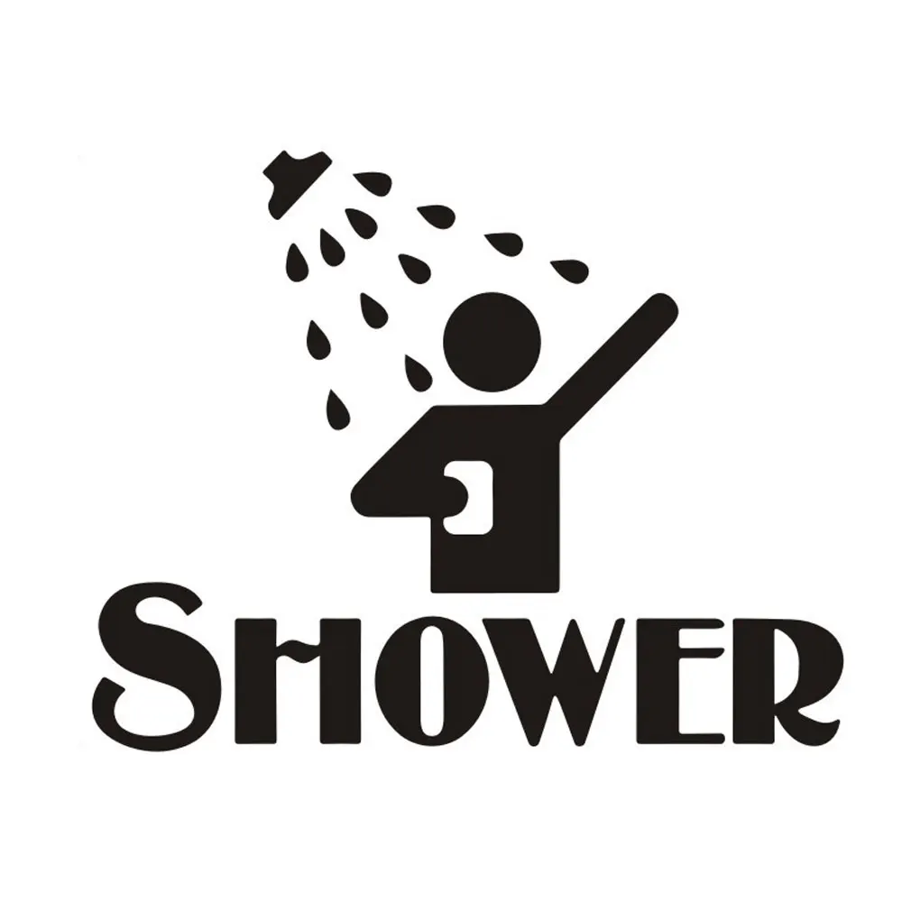 Creative SHOWER Pattern Wall Sticker Decor Decals Home Decorations Bathroom Removable Vinyl Art Decorative Door Sticker
