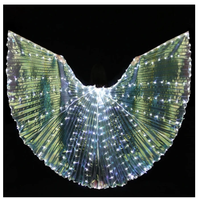 

NEW Women Belly Dance Props 360 Degrees LED Shining Wings Girls Dance Wings Angle of Opening Dancer Props Wings With Sticks