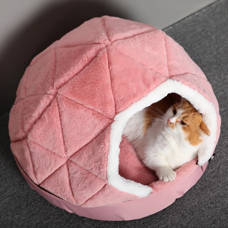 HOOPET Warm Cat Bed House  Bed for cat puppy Disassemblability Windproof Pet Puppy Nest Shell Hiding Burger Bun for Winter