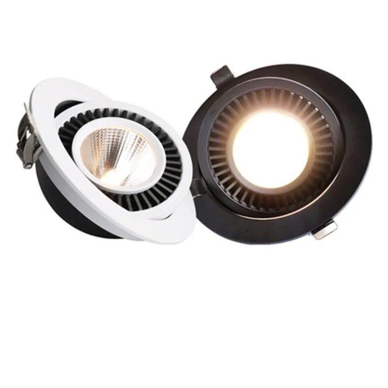 Adjustable 360° round Shape LED Ceiling Spot Light5W 7W 9W 12W 15W COB Recessed Downlight Black/White for Pic Background Focos