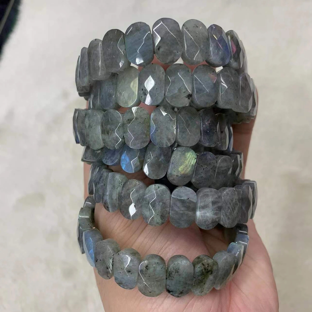 Labradorite Stone Beads Bracelet Natural Gem Diy Jewelry Bangle For Woman For Man For Gift Wholesale