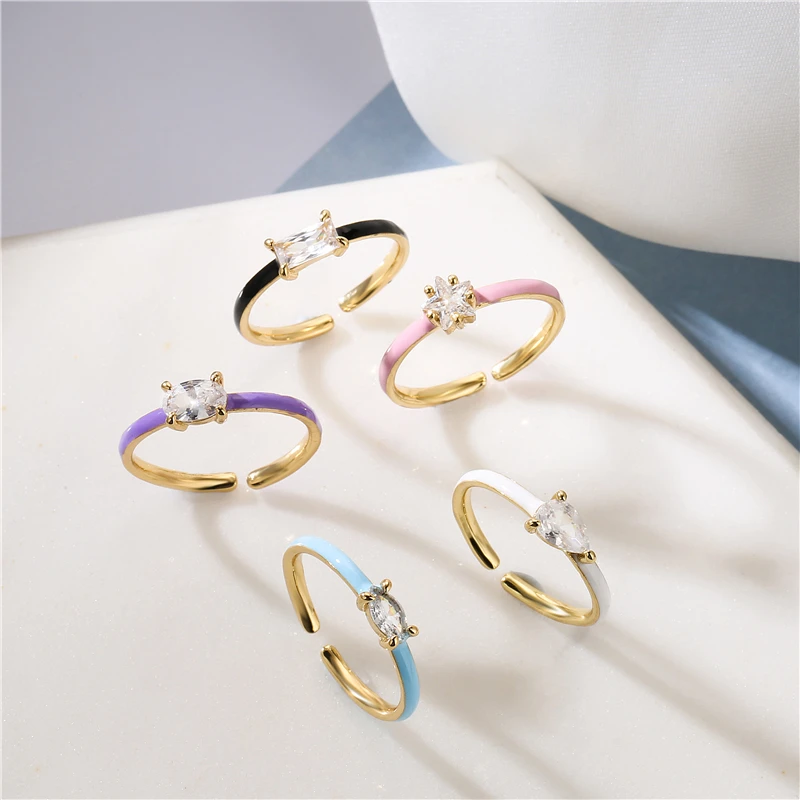 HECHENG,Female Zircon Ring ,Colorful Ring Wedding Jewelry ,Multicolor Fashion Circle Party Accessories