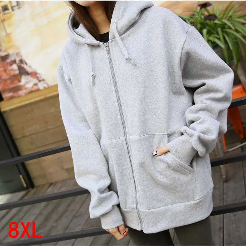 Large size 8XL 130kg women\'s hoodie big size 5XL 6XL 7XL   autumn and winter long sleeve loose large size sweatshirt jacket