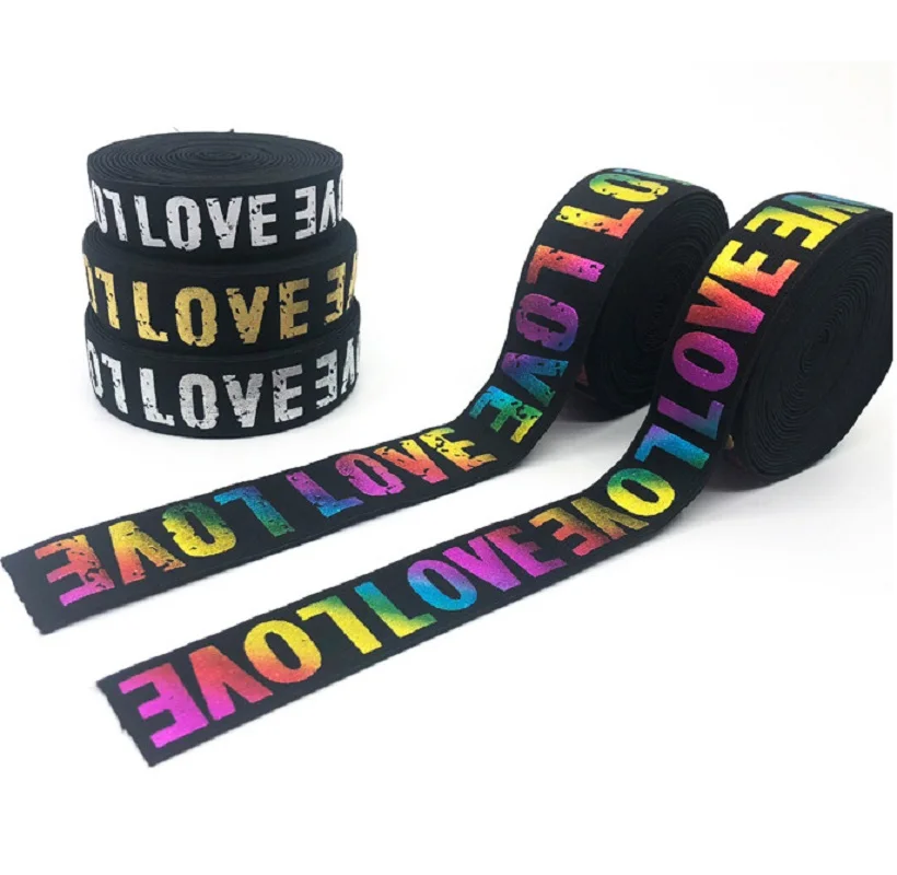 2/3/4cm Elastic Band Printing LOVE Rubber Webbing Classic Pattern Letter Love Elastic Belt for Clothing Trousers Sewing Supplies