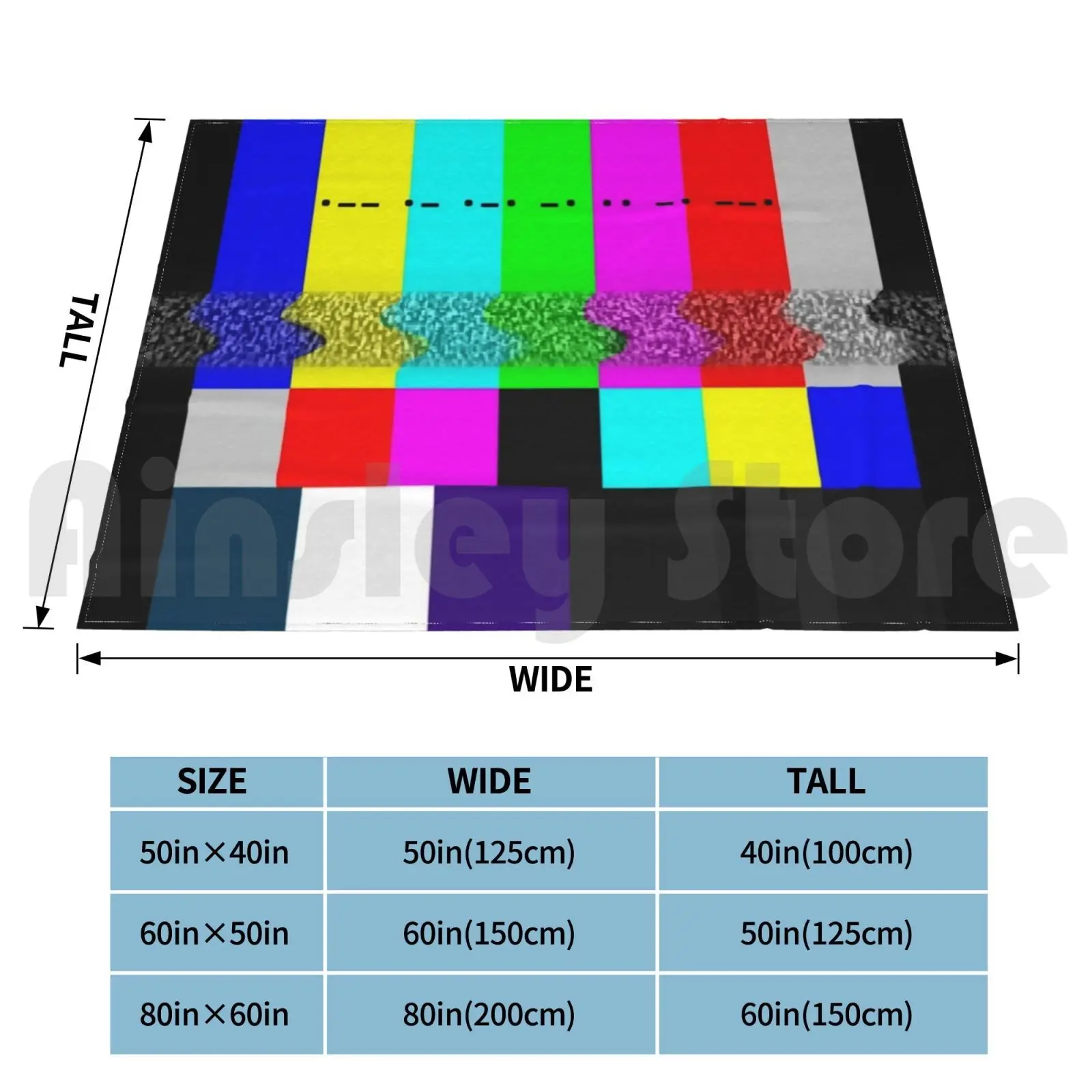 Warning Blanket Fashion Custom Emergency Emergency Broadcast Av Static Color Screen Test Morse Code