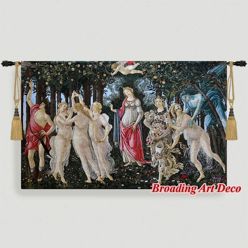 

Sandro Botticelli Allegory of Spring Medieval Art Tapestry Wall hanging Jacquard Weave Gobelin Decoration Cotton 100% 140x88cm