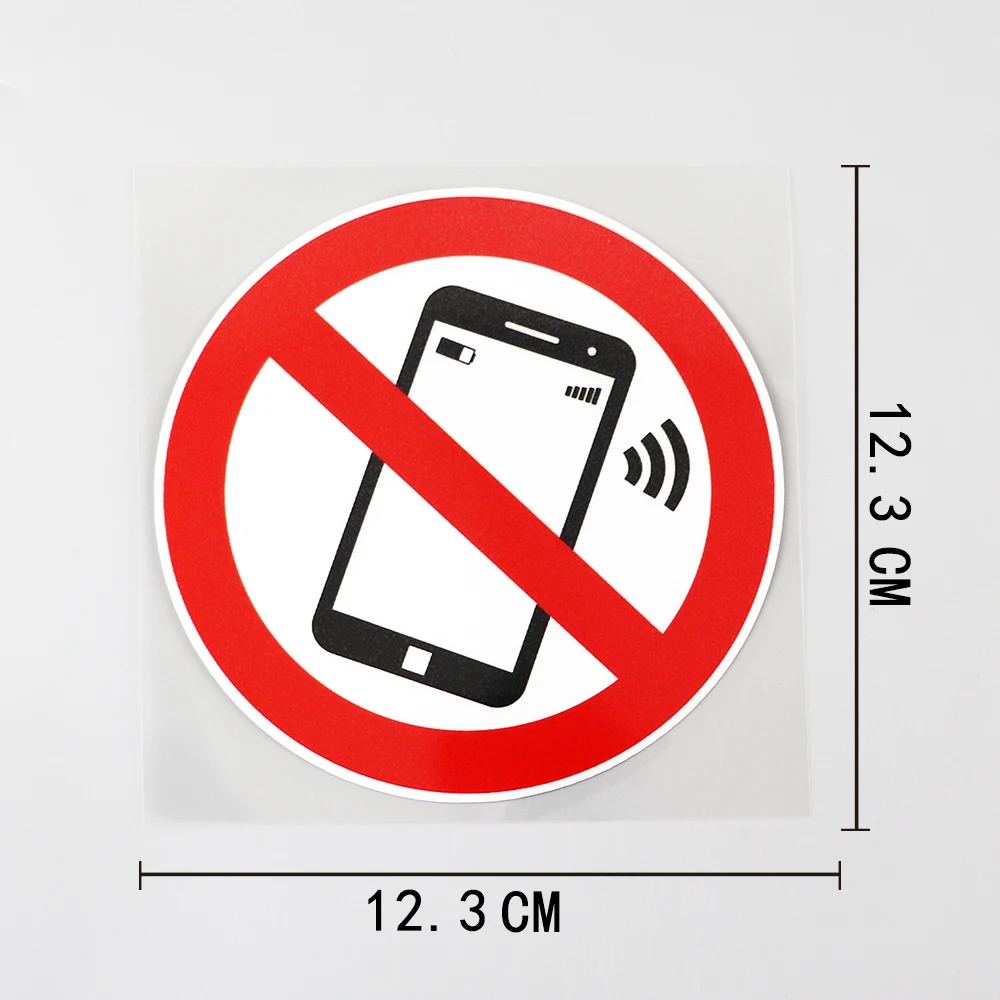 YJZT 12.3CM×12.3CM Warning No Mobile Phone Sign Business Car Sticker PVC Decal 12C-0438