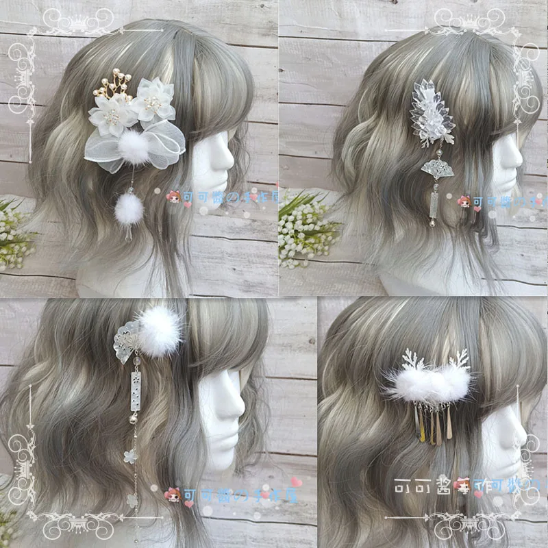 

Original hand-made hair accessories lolita Chinese antiquity hairpin on the folder stuffed ball of ice and snow accessories