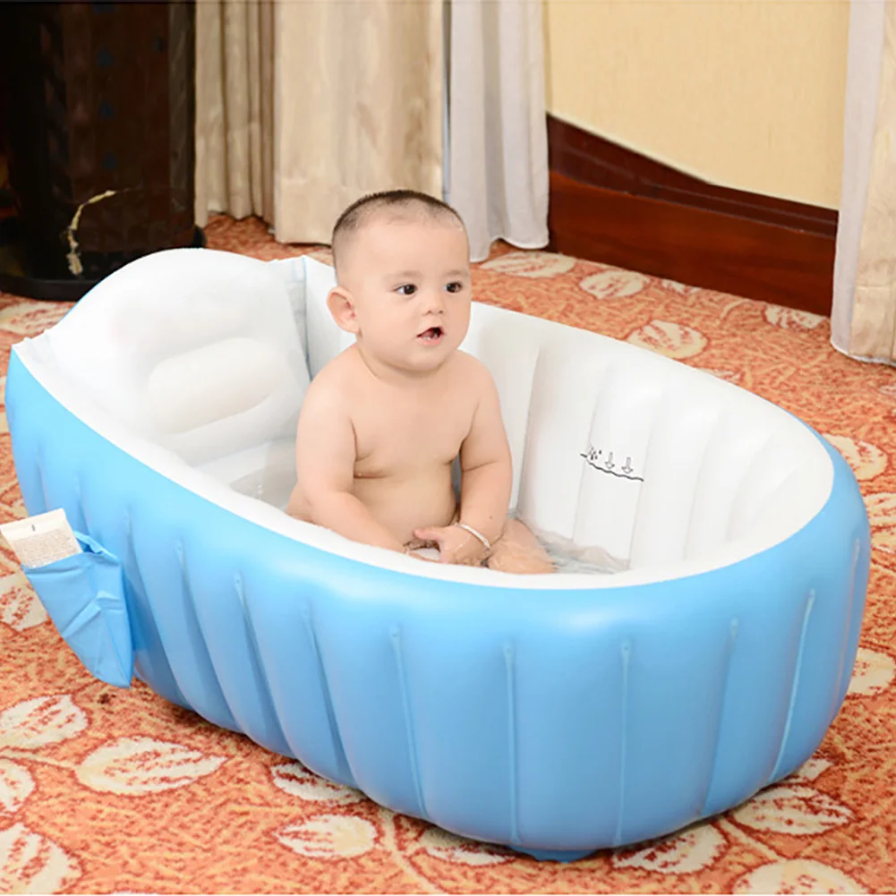 Portable Inflatable Baby Bathtub Foldable Baby Inflatable Bathtub Side Pocket Baby Bathtubs Shower Basin Baby Shower Bathtub