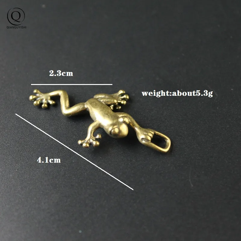 Brass Vintage Small Frog Keychain Pendants for Necklace DIY Keyring Accessories Copper Animal Key Chain Hanging Fashion Jewelry