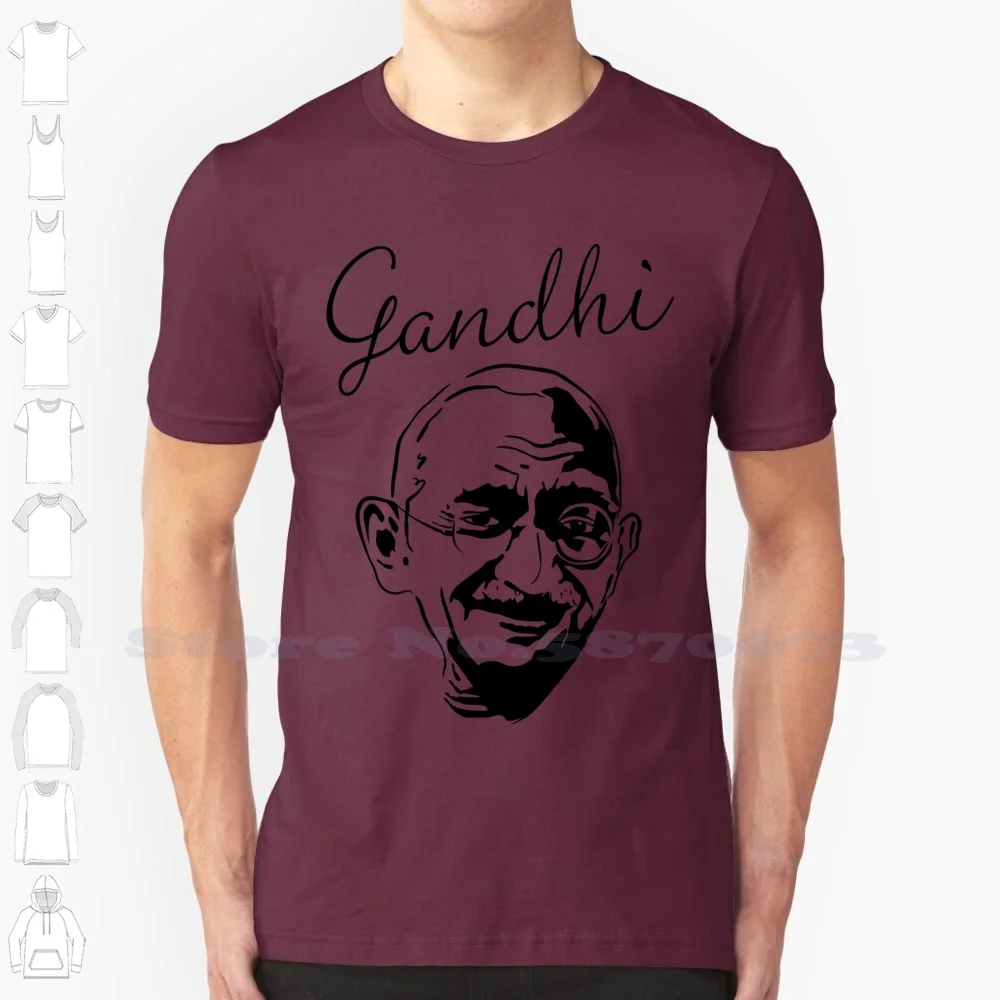 Gandhi 100% Cotton T-Shirt Anime Comic Manga Movie News Game Japan Japanese Music Kawaii Cute Cool Logo Words Parody Jokes