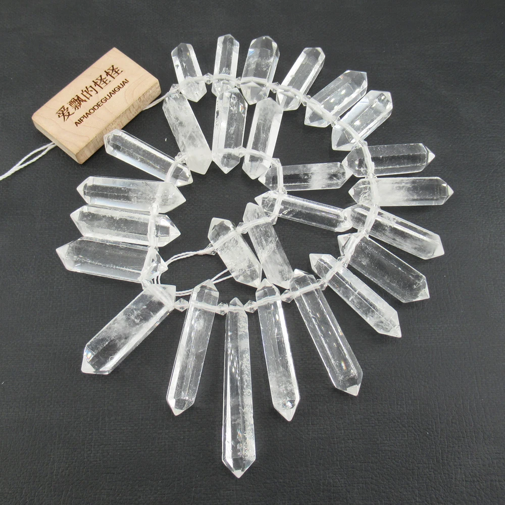 APDGG Natural Large Top-drilled Nugget Real Clear Quartz Beads Smooth Rough Irregular Stone 15.5\