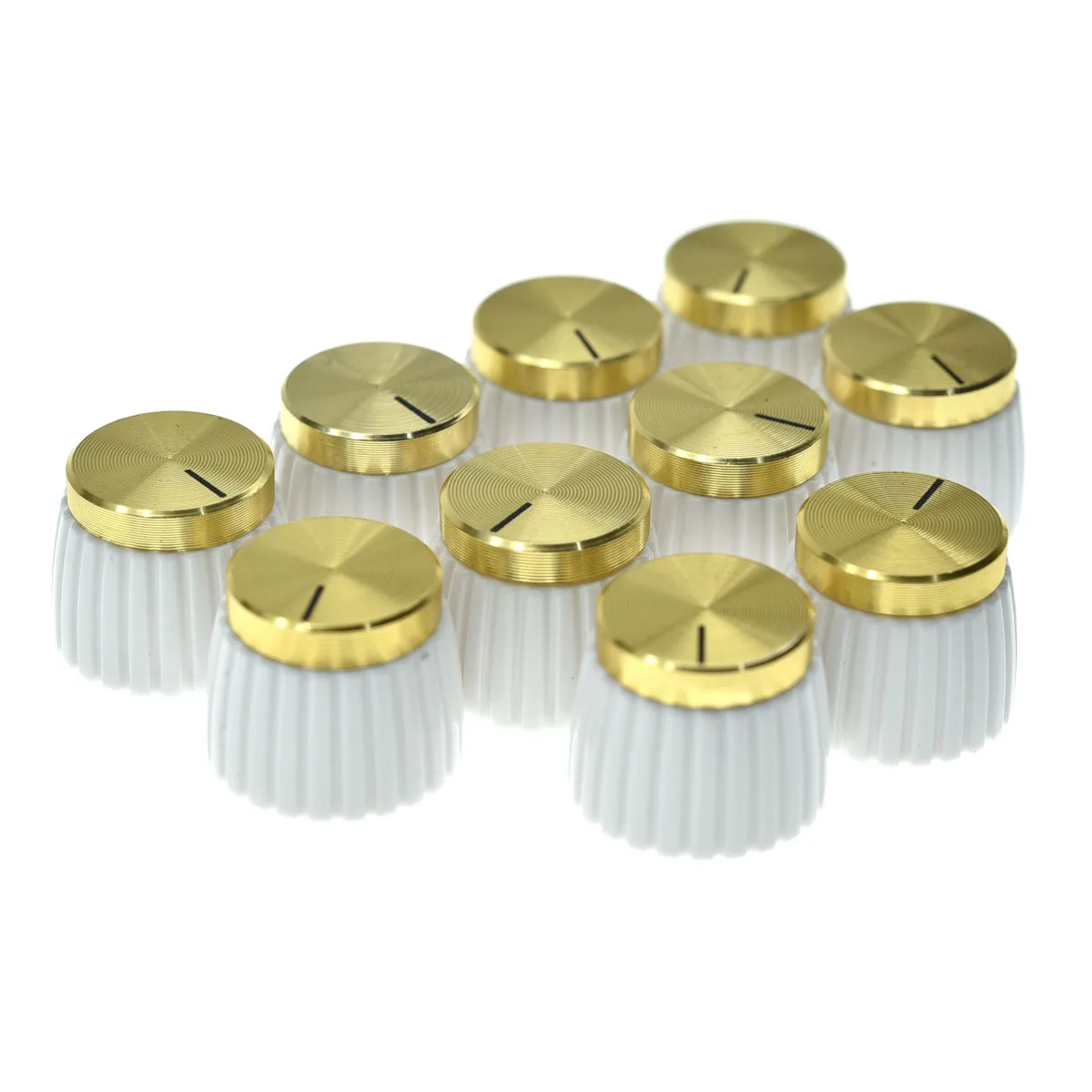 10x Guitar AMP Amplifier Knobs Black w/ Black Cap Push on Knob fits Marshall AMP White W/ Chrome Cap , White w/ Gold Cap knob