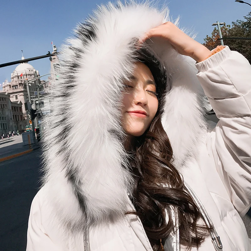 Winter Down Jacket Woman Hooded 90% Duck Down Coat Female Thick Warm Short Down Parka Real Fur Hooded Clothes LWL1342