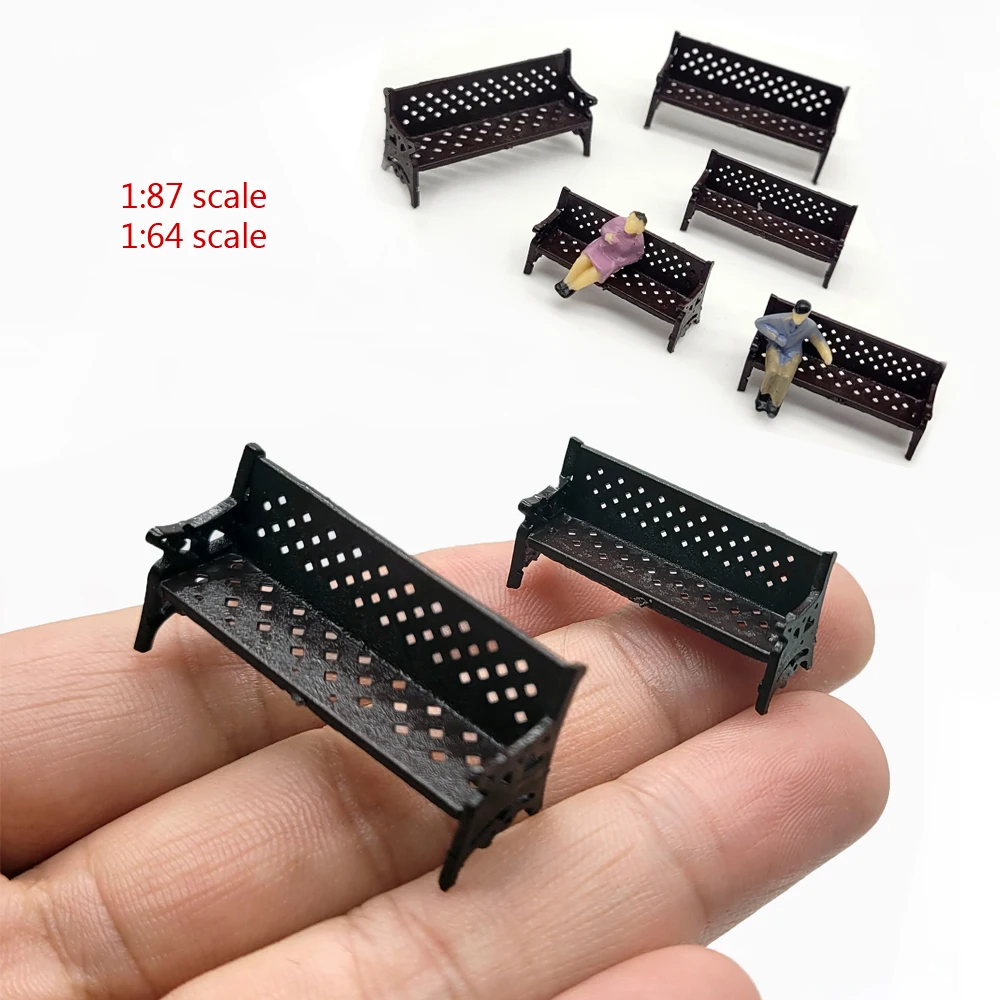 2PCS 1/64/87 HO Model Park Bench Mini Bench Model Miniature Parks Home Crafts Gardens Ornament/Train/Railway/Railroad Layout