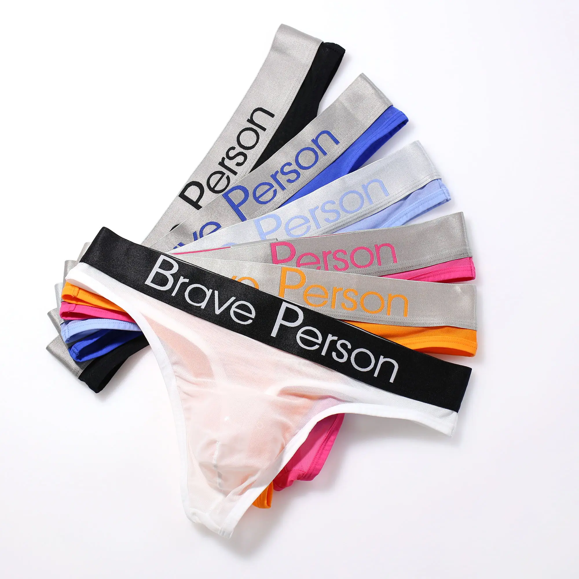 BRAVE PERSON-ropa interior Sexy para hombre, pantalones cortos de malla, bañadores de encaje, tangas, nueva marca