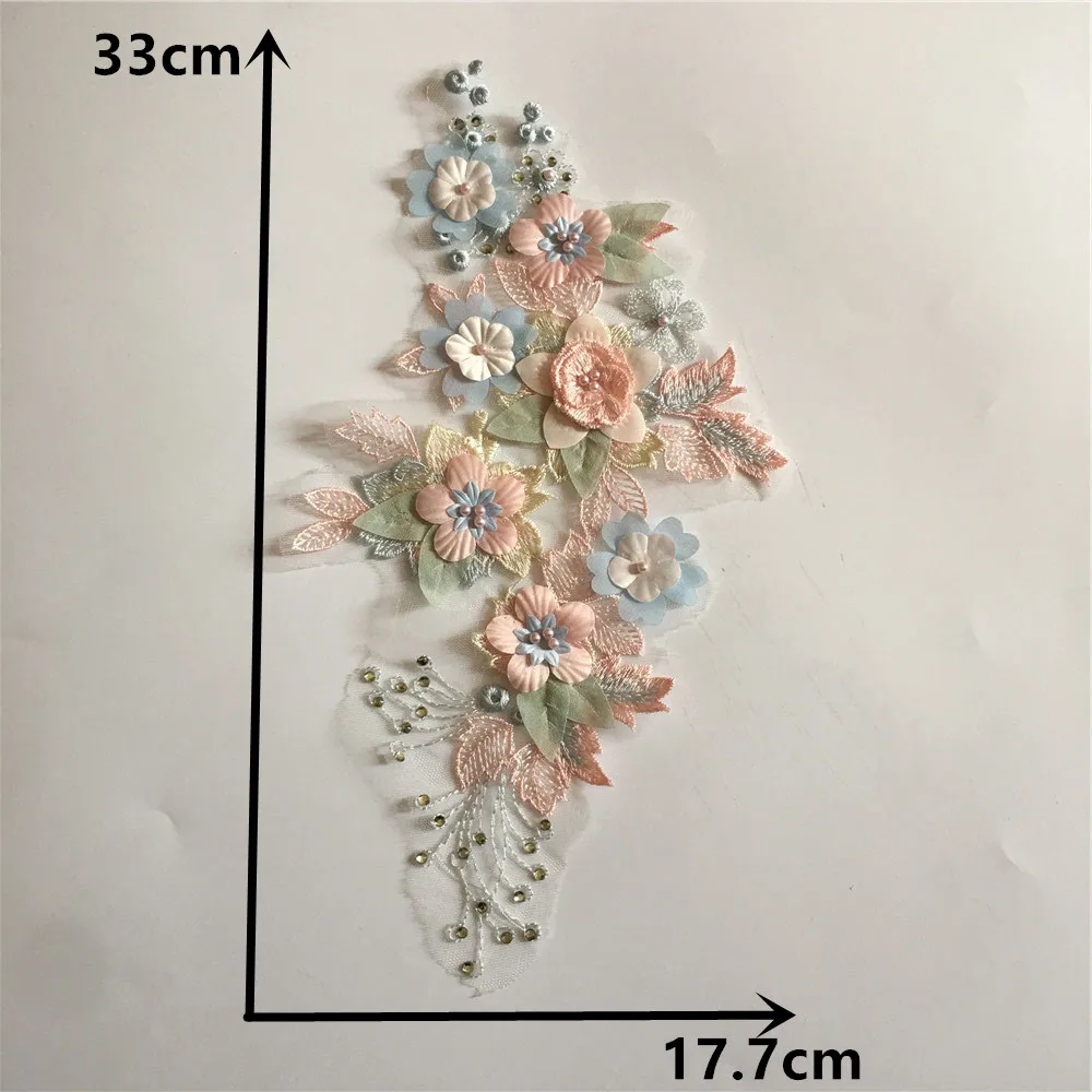 Embroidered Collar ABS Pearl Three-dimensional Flowers DIY Sewing Tulle Fabric Decoration Ladies Dress Decals Accessories