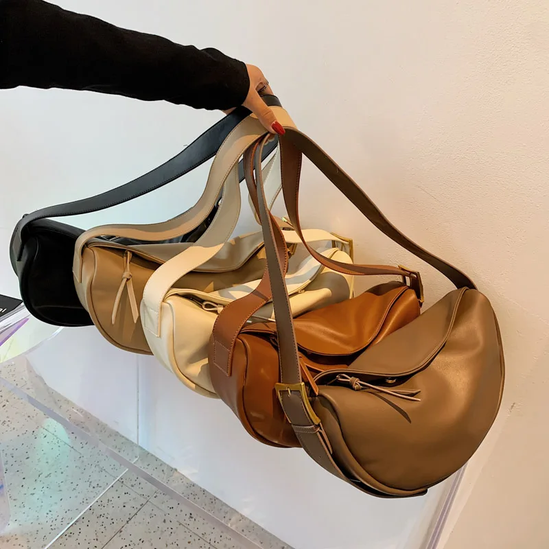 New Vintage Sac Crossbody Bags For Women Large Capacity Luxury Handbags Solid Soft Shoulder Bags Female Casual Travel Hobos Bag