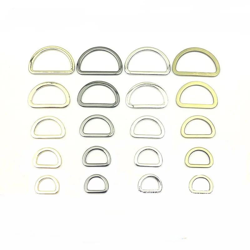 

100pc 16/19/25/32/37mm Flat Metal D Ring Bag Strap Connector Dee Buckles Belt Webbing Handbag Hook Loops Clasp DIY Leather Craft