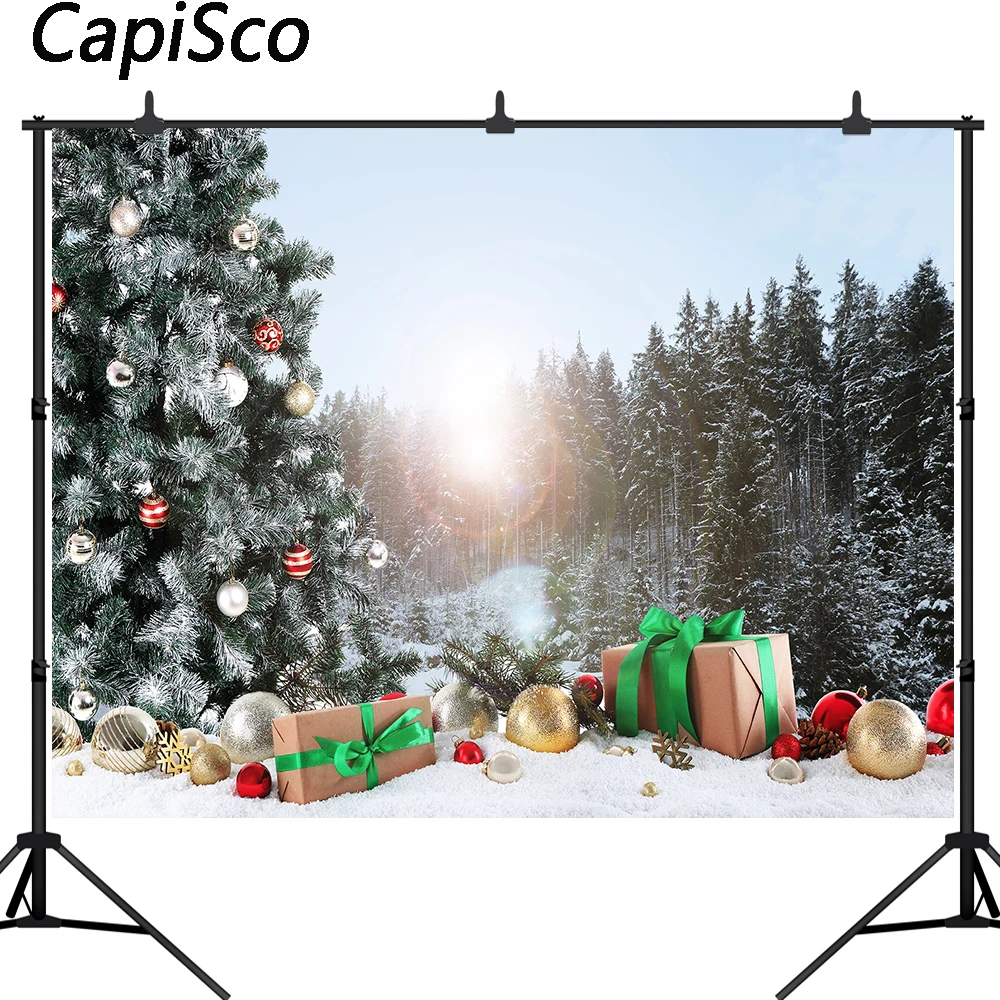 Capisco Christmas Winter Forest Photography Backdrops Snow Trees Background Outdoor Party Portrait Photobooth Photo Studio Props