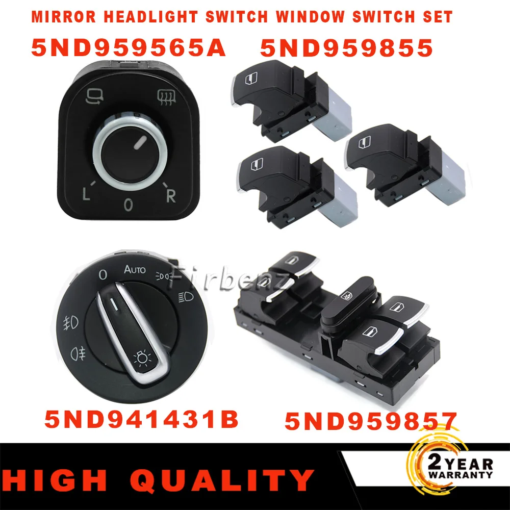 5ND959565 5ND959855 Mirror Headlight Switch Window Switch Set For VW Jetta 6 Golf GTI 5 6 Tiguan Passat B6 5ND941431B 5ND959857