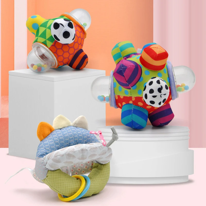 Chocalho de bola colchosa para desenvolvimento cerebral, fácil de agarrar, ajuda a desenvolver habilidades motoras, brinquedo educacional sensorial de toque de pano para bebês