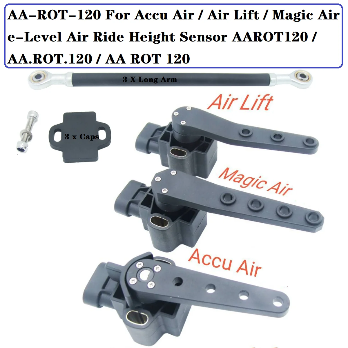 AA-ROT-120 for Accu Air / Air Lift / Magic Air e-Level Sensor Replacement Rod and Arm Package AAROT120 Height Sensor AA ROT 120