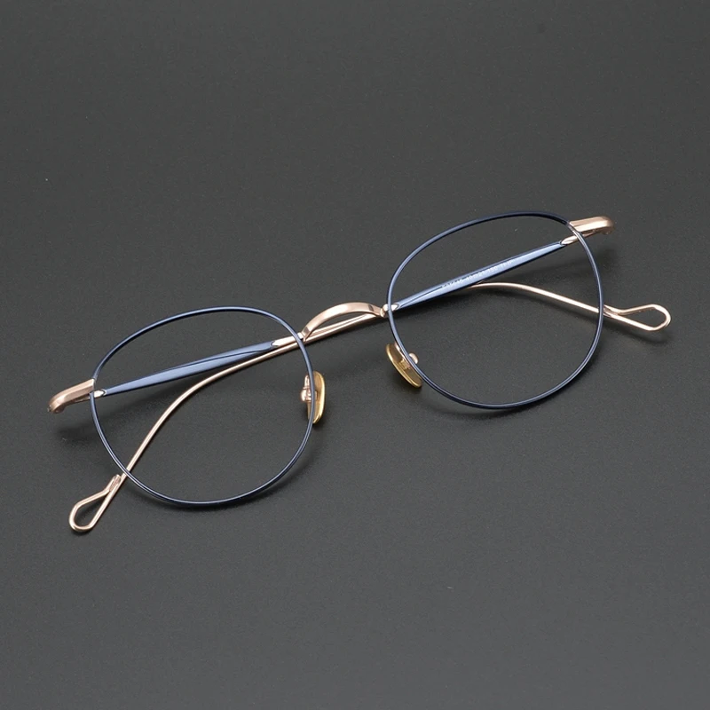 Vintage Luxury Brand Pure Titanium Eyeglasses Frame Women Men Round Myopia Prescription Optical Glasses Frame Male Retro Eyewear