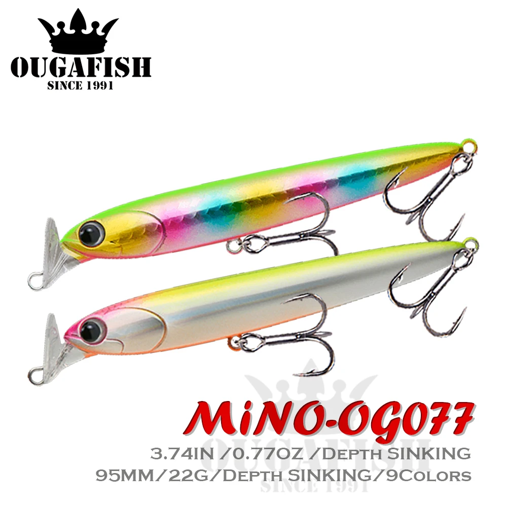 

Sinking Minnow Fishing Lure Hard Full Water Lokt Weights 22G 9.5Cm Wobblers Trolling For Pike Fish Mino Ace Winter Pesca Tackle