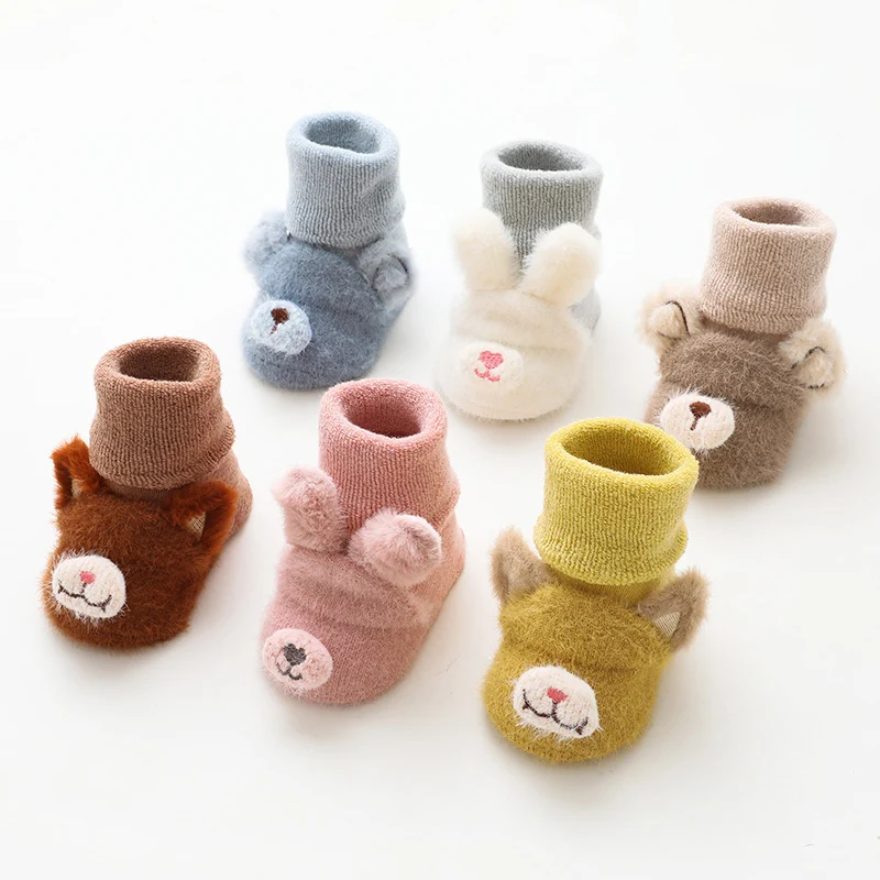 Baby Winter Cotton Anti Slip Long Socks Kid Child Toddler Newborn Infant Boy Girl Warm Terry Thick Thermal Animal Knee High Sock