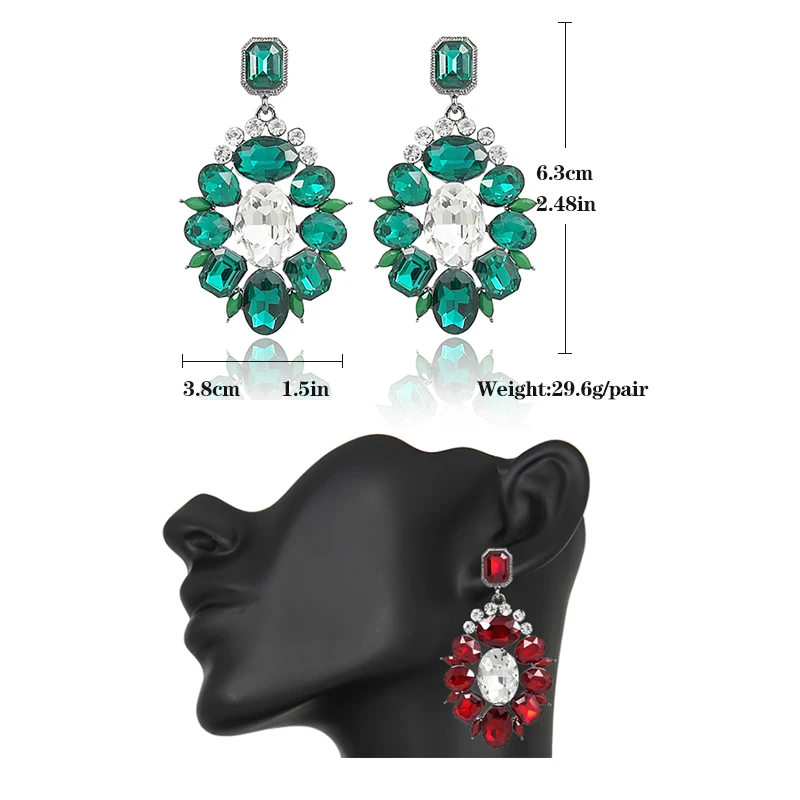 Veyofun Luxury Round Crystal Drop Earrings Party Bridal Dangle Earrings Fashion Jewelry for Women New Gift