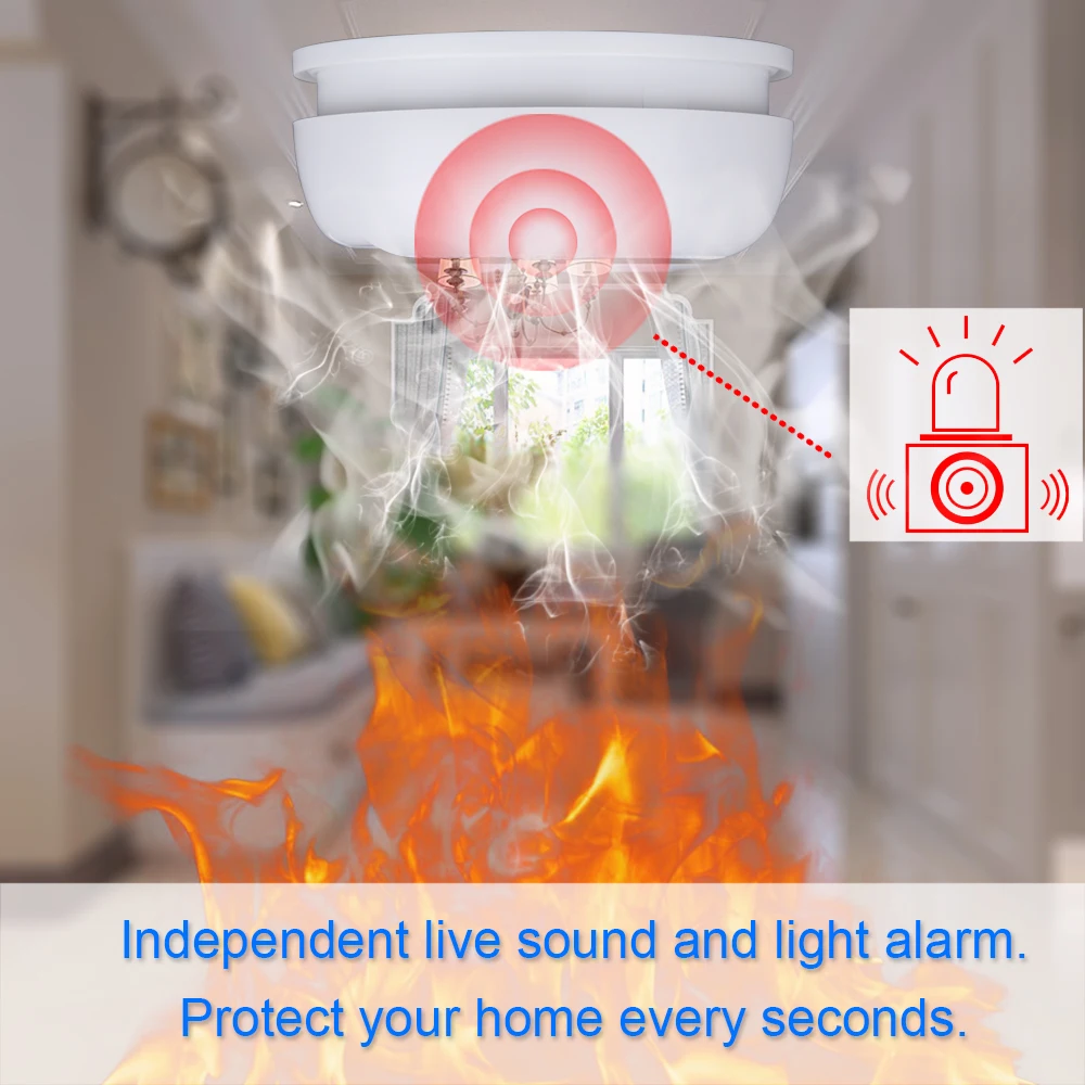 Standalone Alarm Smoke Detector Kit Home Security Wireless Fire Smoke Sensitive Detector Portable Alarm Sensors Fire Equipment