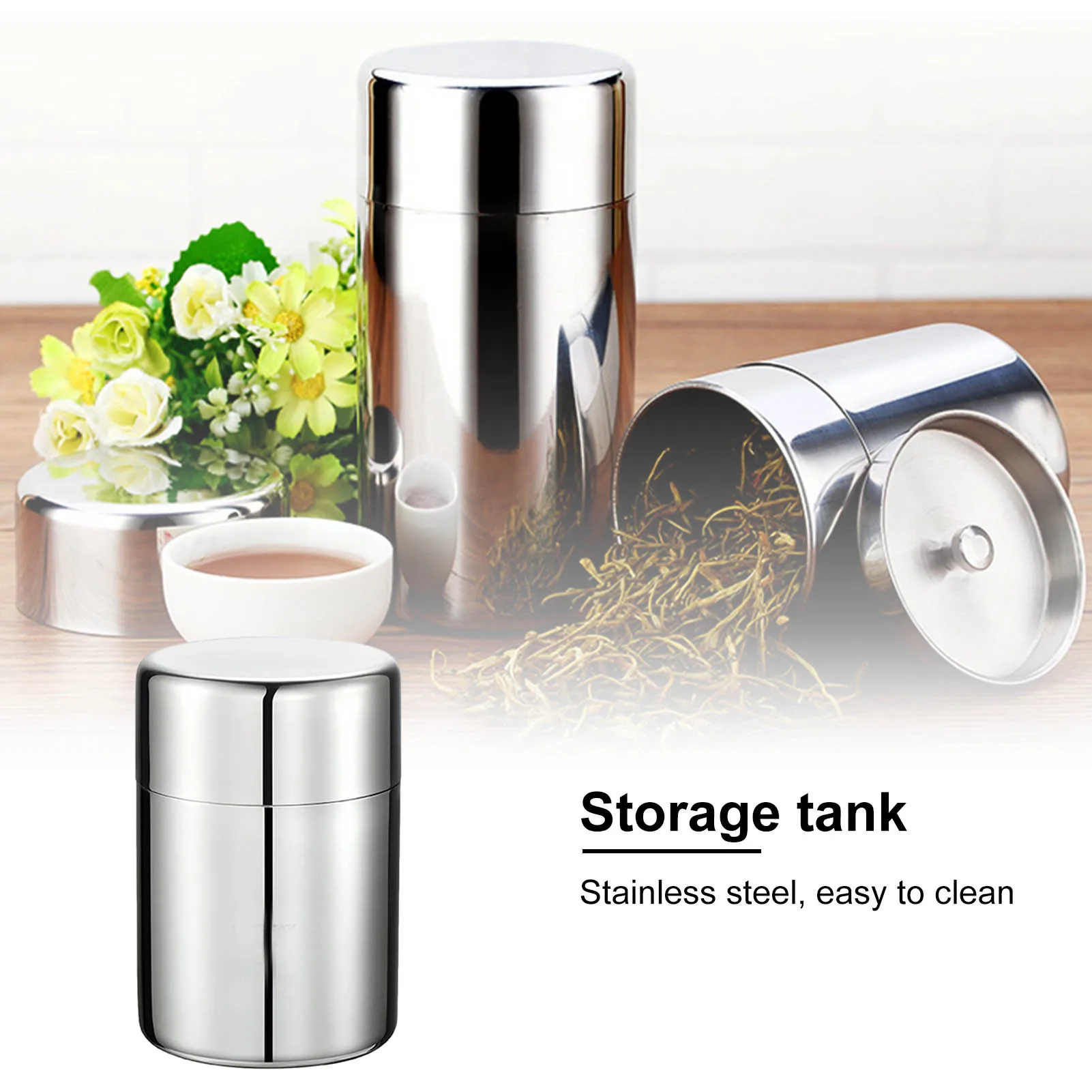 Tea Canister with Airtight Lid Tea Tin Container Kitchen Tea Box Storage Containers for Loose Tea Leaf Coffee Sugar