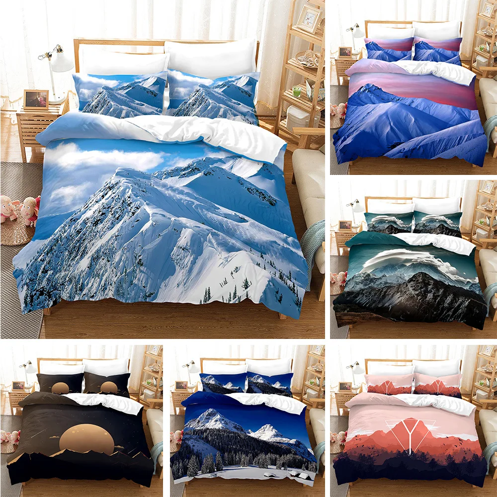 

Natural Scenery Pattern Bed 3D Print Landscape Snow Mountain Print Queen Bedding Duvet Cover Set Bedspreads With Pillowcase