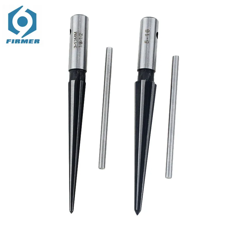 3-13mm 5-16mm Bridge Pin Hole Hand Held Reamer T Handle Tapered 6 Fluted Chamf Reaming Woodworker Cutting Tool Core Drill Bit