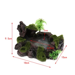 Rock Bowl Food Water Dish Feeder Plant Decor For Terrarium Reptile Tank