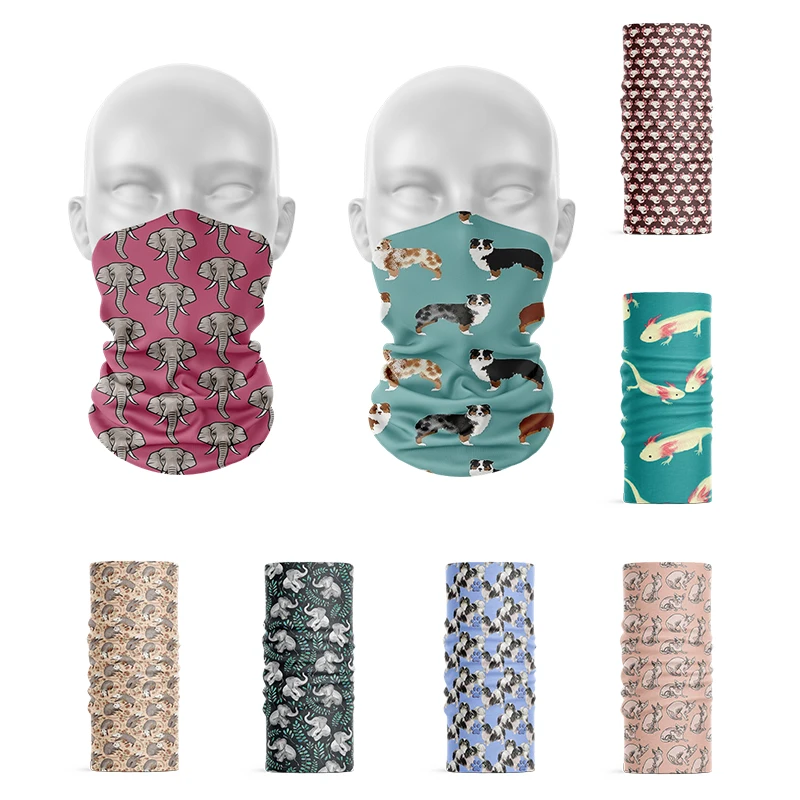 Novel DIY Production Dustproof Ring Scarf Funny Animal Print Magic Sports Cycling Face Headwear Unisex Bandana Hair Accessories