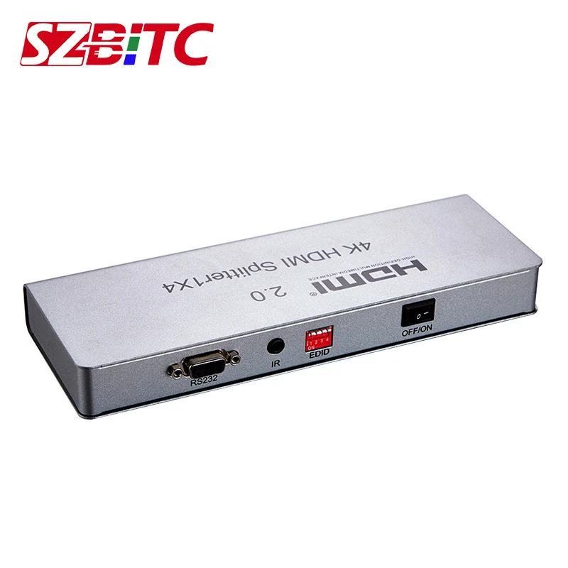 SZBITC 4K HDMI Splitter 1x4  HDMI 2.0 1 in 4 Out  3840X2160@60Hz HDMI Distributer 1x8 1x10 With EDID IR extension RS232 For TV