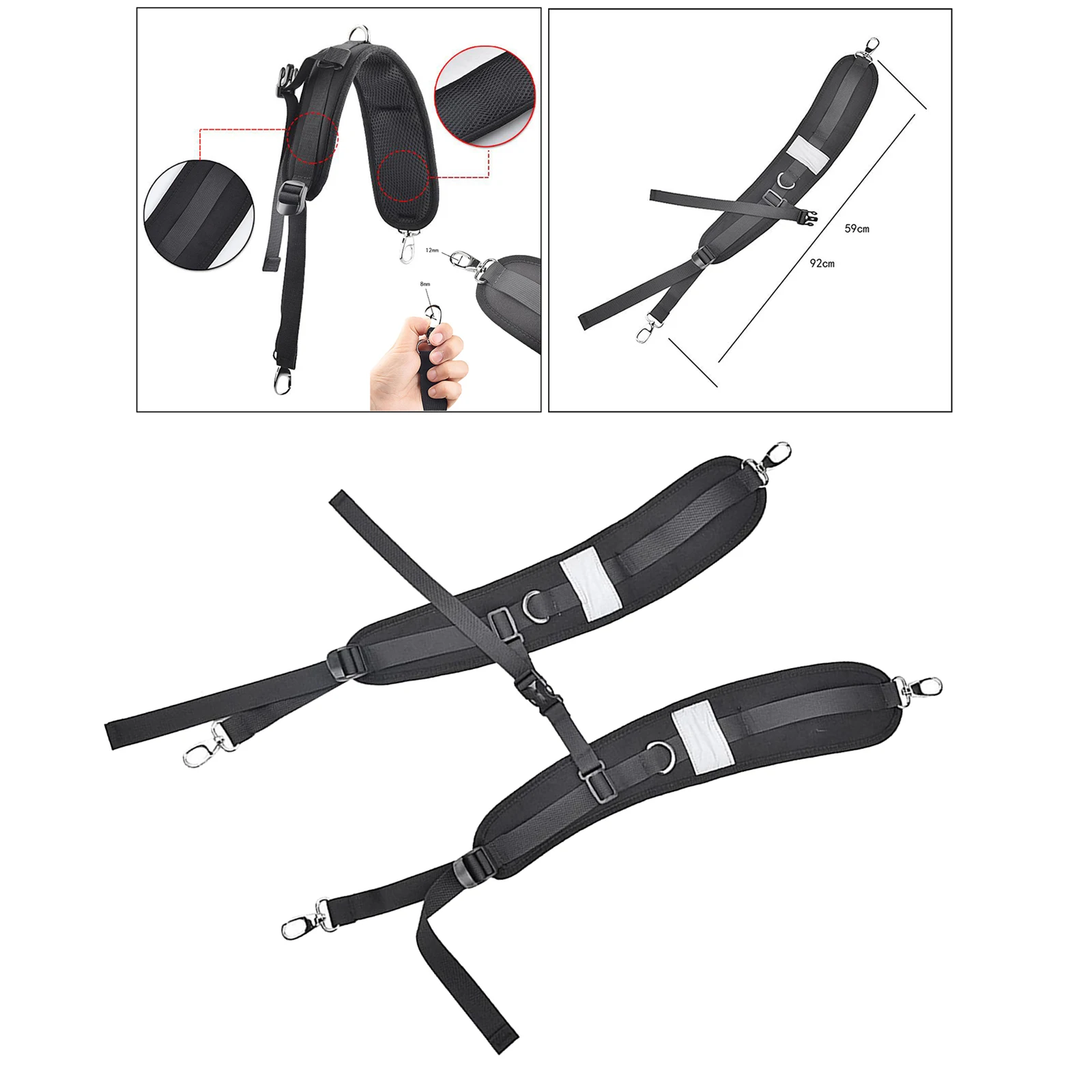 1 Pair 2-3 feet Waterproof Adjustable Shoulder Strap with Hooks Replacement for Backpack Bag Shoulder Straps Drifting Sport