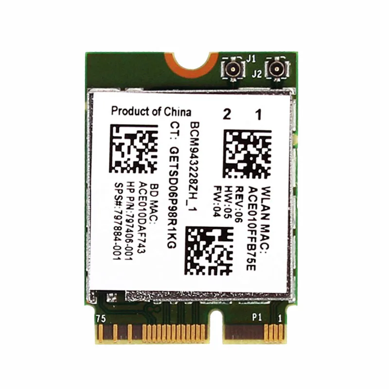 BCM943228ZH BCM943228Z WIFI BT4.0 Bluetooth 4,0 NGFF 300 Мбит/с WLAN-карта 802.11A/B/G/N SPS 797884-001 для HP ProBook 455 470 640