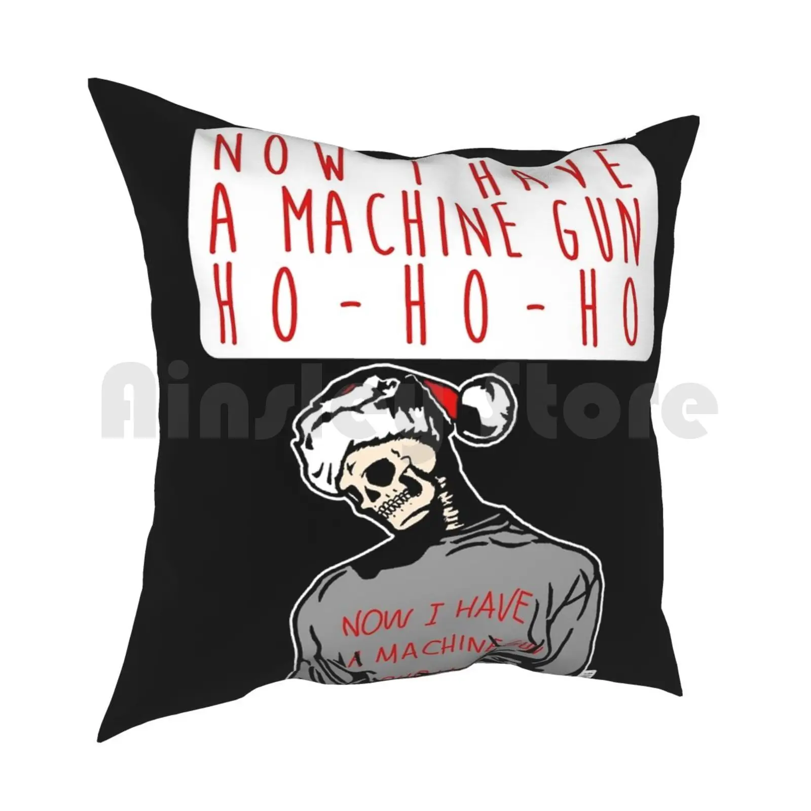 Ho-Ho-Ho Die Hard Christmas Pillow Case Printed Home Soft DIY Pillow cover Pop Art Pop Culture Skull Skeleton Christmas