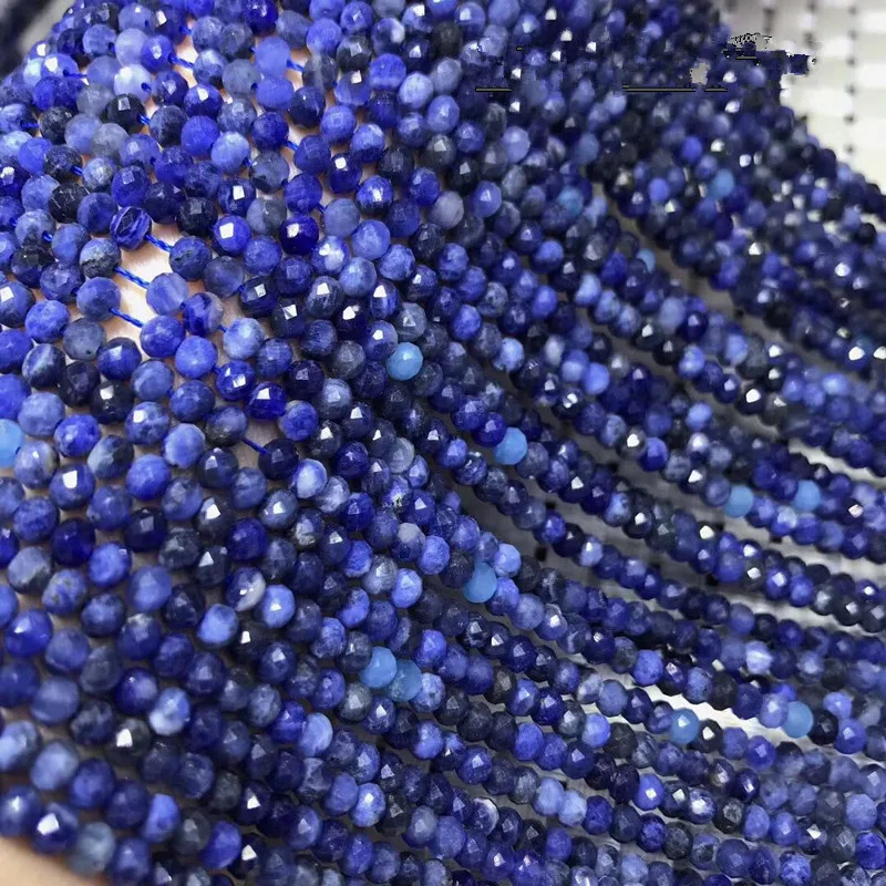 

SAPPHIRE BLUE roundelle FACETED loose beads 3*4mm nature for making jewelry necklace 38CM FPPJ wholesale