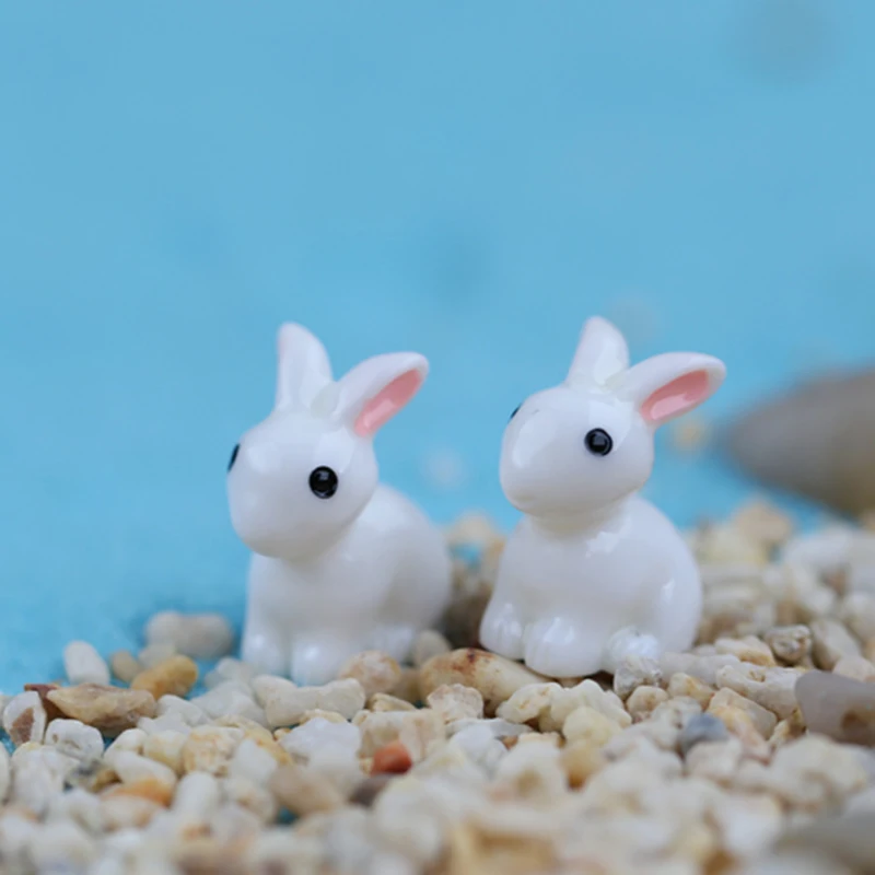 School Cute 1Pair Mini Rabbit Garden Craft Desk Set Decor Toys Figurine Fairy Garden Dollhouse Plant Desk Decor For Kids Gift