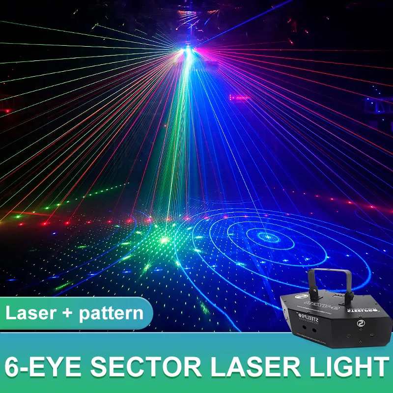 

6 Eyes Laser Beam Light DMX Animation Scanner Laser Projector DJ Party Laser Lights RGB Laser Stage Lighting for Wedding Club