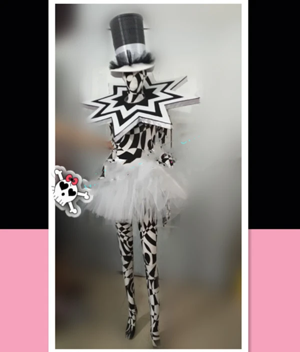 Men women dance team clothes Zebra GOGO costume stage show party Bar DS geometric pattern costumes