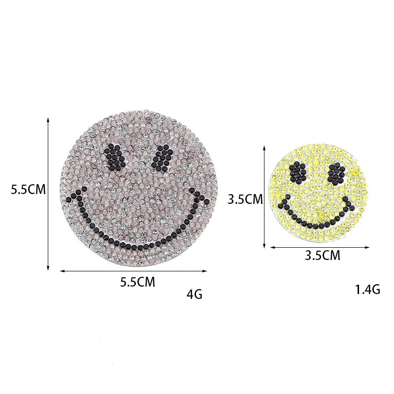 3 sztuk/partia 2 rozmiar okrągły smiley face kryształ patch wyraz rhinestone aplikacja hot glue stemplowanie dekoracji odznaka na odzieży