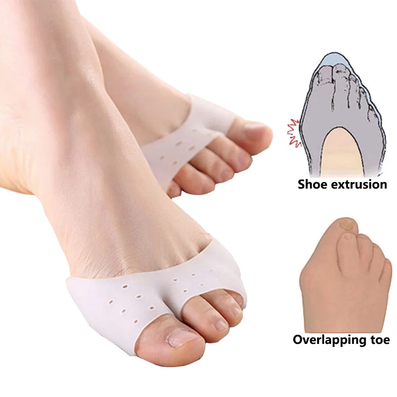 1pair Silicone Toe Covers High Heels Forefoot Pads Anti wear Feet Relieves Hallux Valgus Foot Pain Gel Protector Foot Care Tool