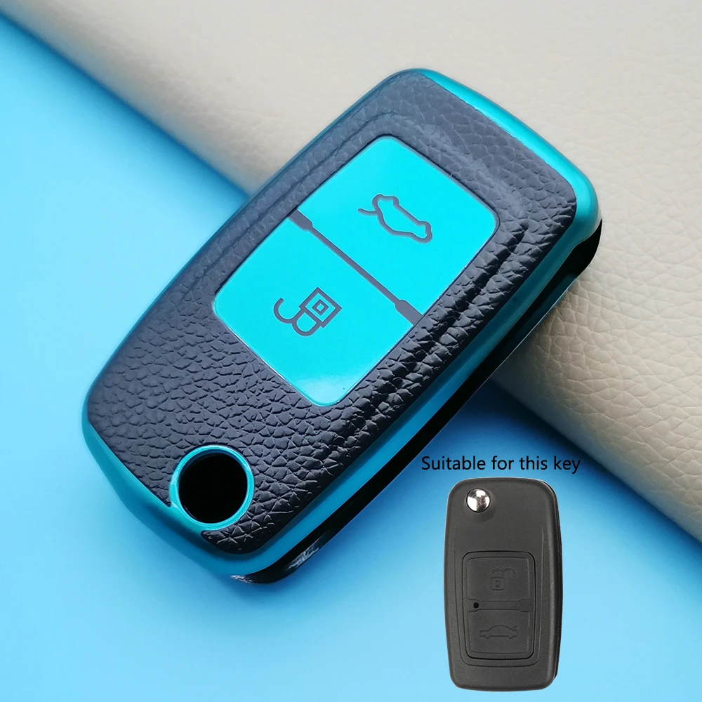 Leather Grain TPU Key Case Holder Accessories Shell For CHERY A5 FULWIN TIGGO E5 A1 COWIN EASTER 3 Buttons Remote Control Cover